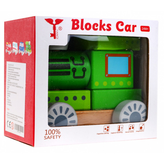 Fa játékvonat Inlea4Fun BLOCKS CAR