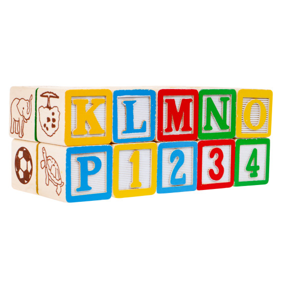 Fa teherautó nyerges pótkocsival és kockákkal Inlea4Fun ALPHABET BLOCKS TRUCK