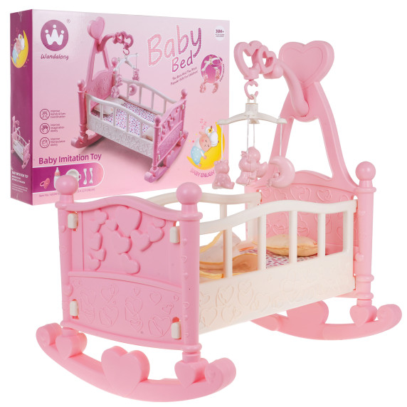 Kolíska pre bábiky s doplnkami Inlea4Fun BABY BED - ružová