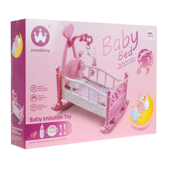 Kolíska pre bábiky s doplnkami Inlea4Fun BABY BED - ružová