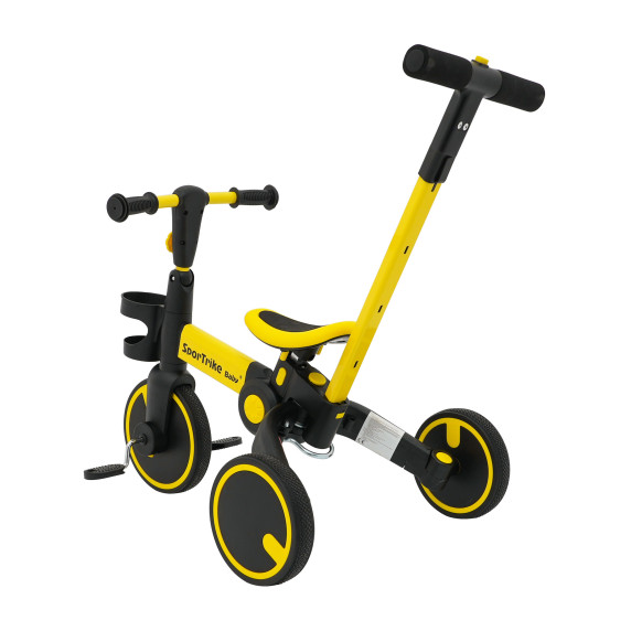 Detské odrážadlo 3v1 s odnímateľnou vodiacou tyčou Happy Bike Sportrike - žlté