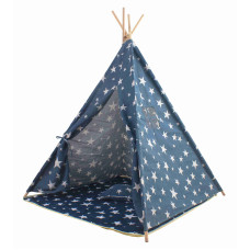 Indián gyereksátor párnával Teepee Aga4Kids MR7003 - Sötétkék csillagos  - 