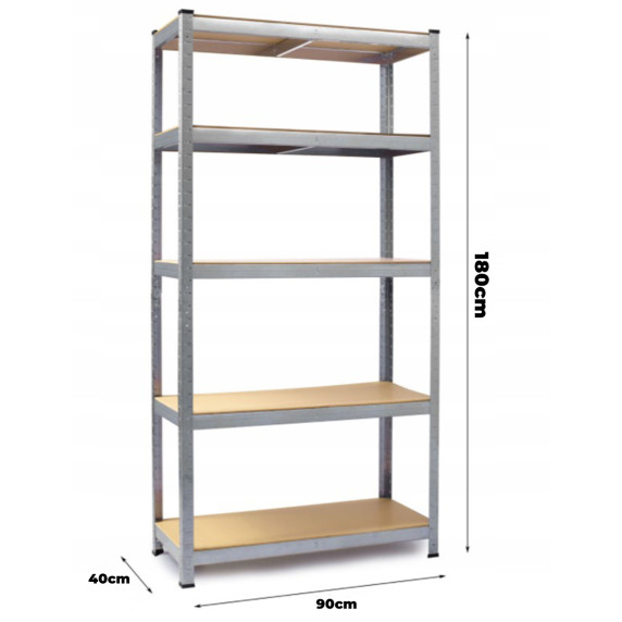Kovový regál 180 x 90 x 40 cm 5 políc MR4600