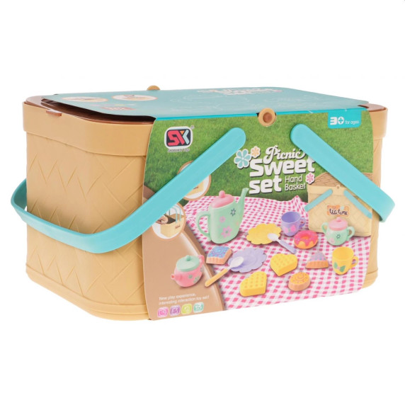 Játék teáskészlet piknikkosárral Inlea4Fun PICNIC SWEET SET