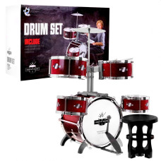 Játék dobfelszerelés Inlea4Fun DRUM SET - Sötétpiros - 