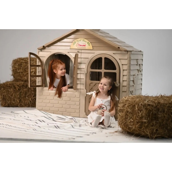 Detský záhradný domček 78 x 128 x 119 cm DOLONI Toys - svetlohnedý