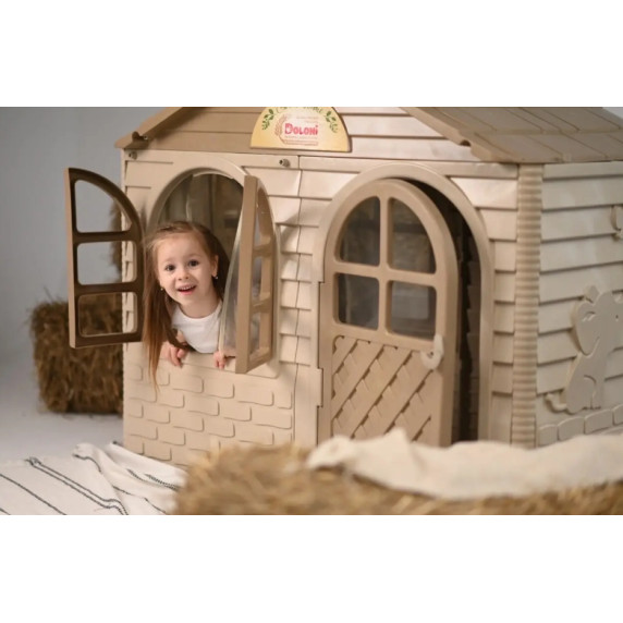 Detský záhradný domček 78 x 128 x 119 cm DOLONI Toys - svetlohnedý