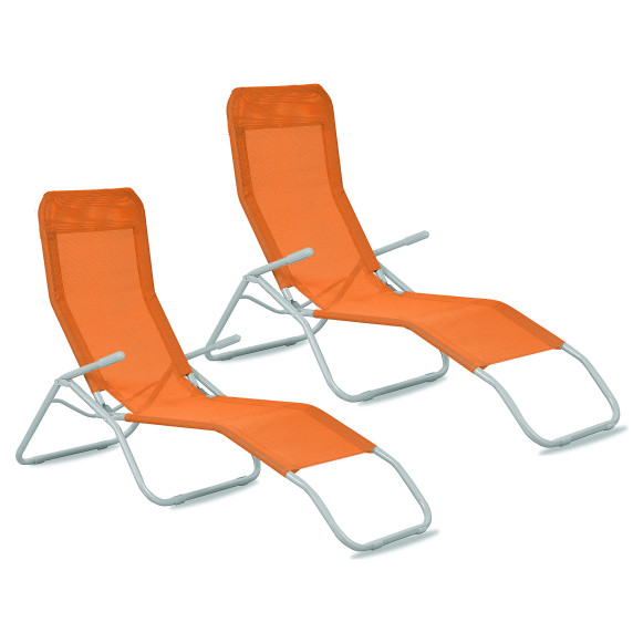 2x Záhradné lehátko AGA SIESTA 2x MC372171O/2x MR4250-Orange - oranžové