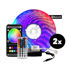 2x Bluetooth RGB LED pásik 5m + ovládač + zdroj AGA 2x MR8001 - 