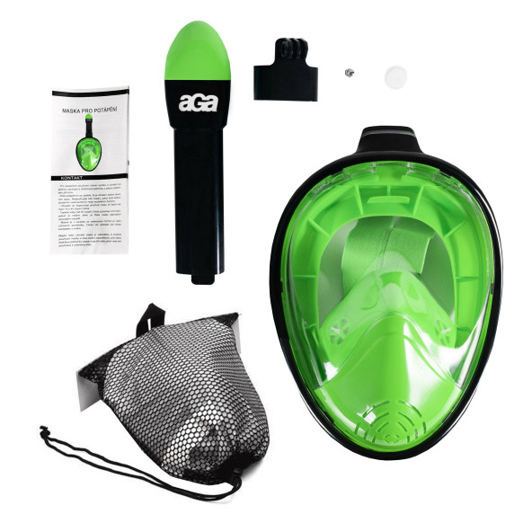 Teljes arcos búvármaszk Snorkeling S/M AGA DS1121LGR-BL - Fekete/zöld (lemongreen)