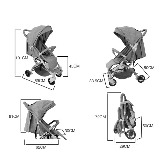 Golf babakocsi AGA DS433-GRY - szürke