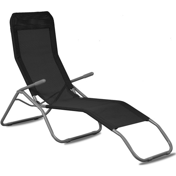 Záhradné lehátko AGA SIESTA MC372171S/MR4250-Black - čierne