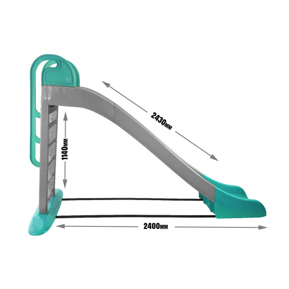 Csúszda kapaszkodóval 243 cm Inlea4Fun - szürke/zöld- 014550/13 