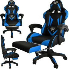 Scaun gamer cu suport pentru picioare pliabil DUNMOON 8978 - negru și albastru - 