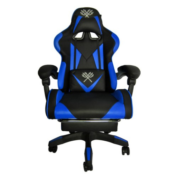 Scaun gamer cu suport pentru picioare pliabil DUNMOON 8978 - negru și albastru