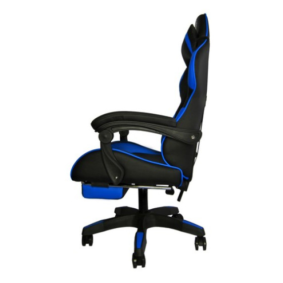 Scaun gamer cu suport pentru picioare pliabil DUNMOON 8978 - negru și albastru