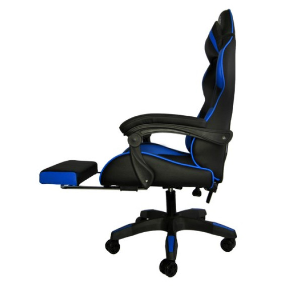 Scaun gamer cu suport pentru picioare pliabil DUNMOON 8978 - negru și albastru