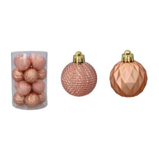 Set globuri Crăciun - 16 bucăți, 4 cm -rose gold - 