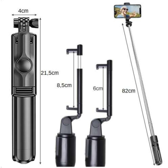 Selfie stick telescopic fără fir cu trepied - Izoxis 23518