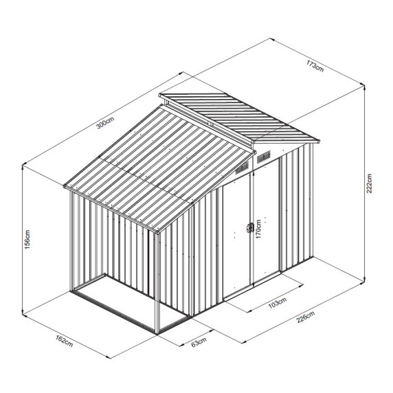 Kerti ház 173x300x222 cm AGA MR4058 - sötétszürke