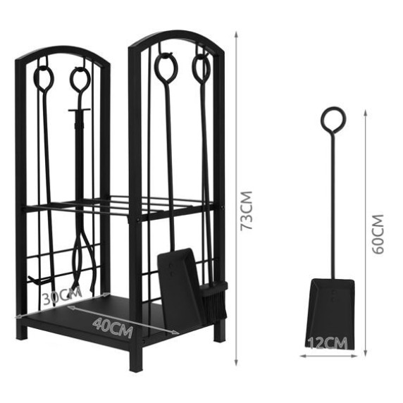 Suport pentru lemne, cu utensile- KAMINER PK011