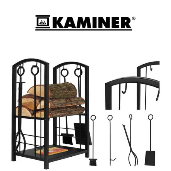 Suport pentru lemne, cu utensile- KAMINER PK011