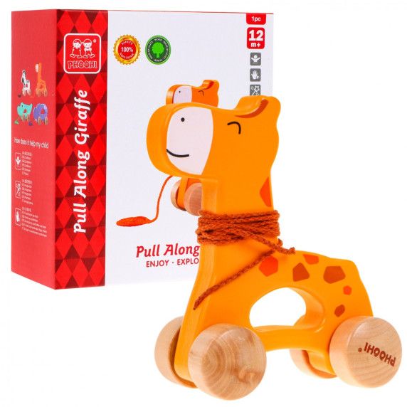 Drevená ťahacia žirafa Inlea4Fun Pull Along Giraffe