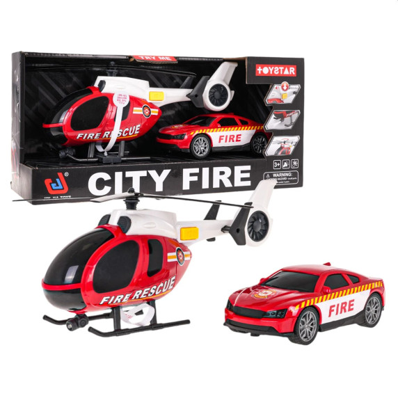 Interaktív tűzoltóautó és helikopter készlet Inlea4Fun CITY FIRE