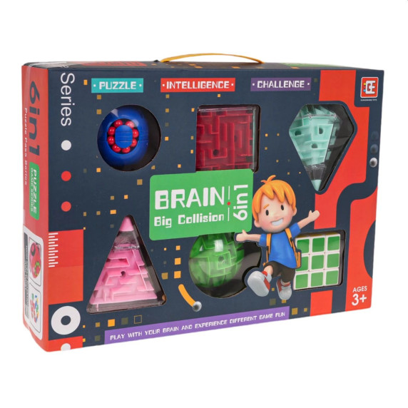 Fejtörő logiaki játákok 6 darab készlet Inlea4Fun BRAIN BIG COLLISION