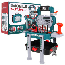 Detská dielňa 2v1 s doplnkami 78 prvkov Inlea4Fun MOBILE TOOL TABLE - 