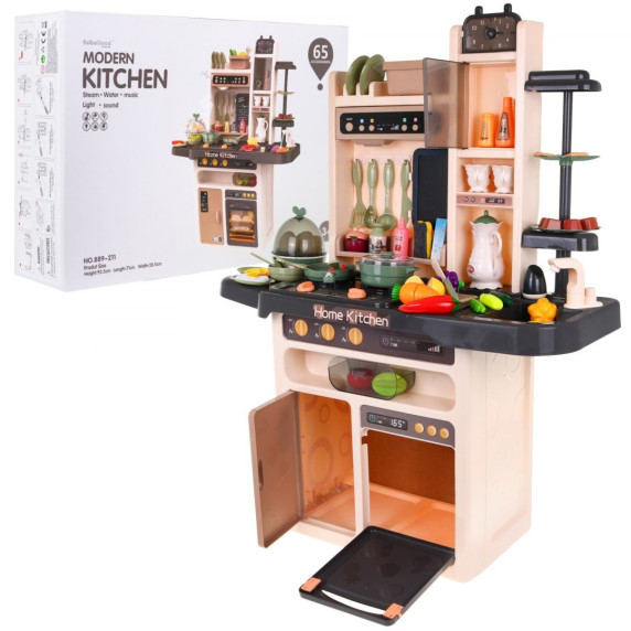 Játékkonyha 65 kiegészítővel Inlea4Fun MODERN KITCHEN - barna