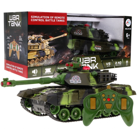 Távirányítós terepmintás tank WAR TANK 1:18 - zöld