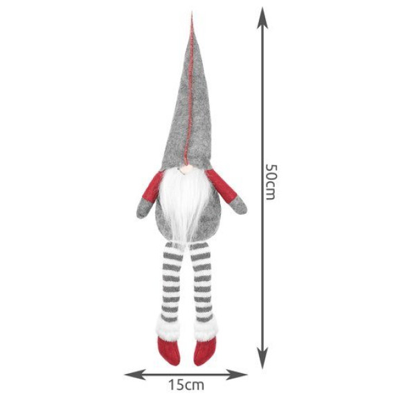 Sediaci škriatok, elf 50 cm RUHHY 11426 - sivý