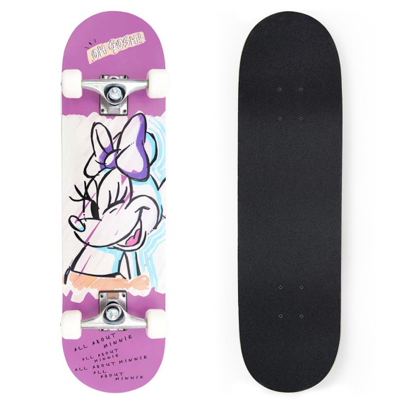 Drevený skateboard 79 x 20 x 10 cm DISNEY Minnie Mouse - ružový